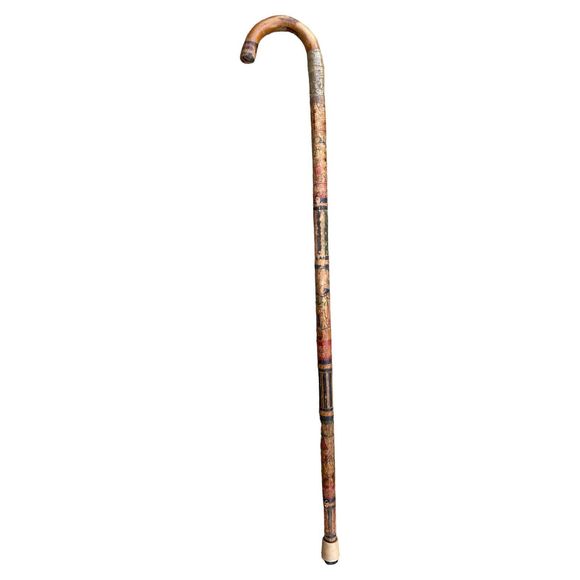 VTG 36” Hand Carved Colorful Painted Wooden Mexican Aztec Cane Walking Stick - Picture 1 of 16